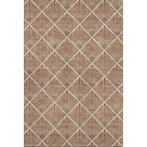 9' X 12' Rust And Beige Abstract Geometric Washable Area Rug With UV Protection