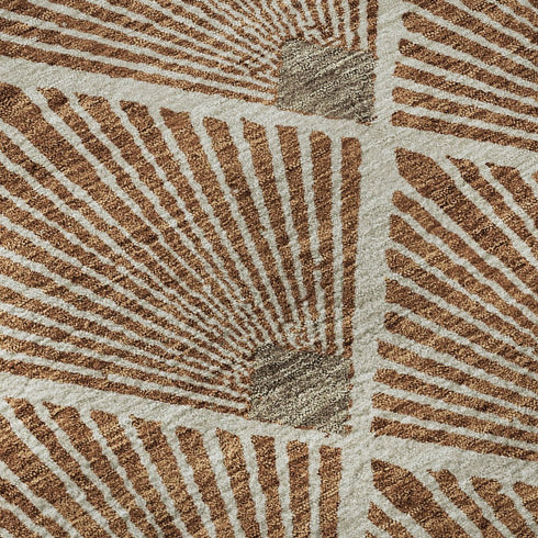 9' X 12' Rust And Beige Abstract Geometric Washable Area Rug With UV Protection