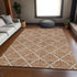 9' X 12' Rust And Beige Abstract Geometric Washable Area Rug With UV Protection