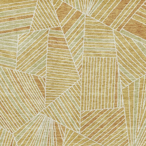 5' X 8' Gold And Beige Geometric Washable Area Rug With UV Protection