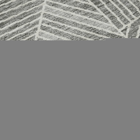 8' Gray And Silver Geometric Washable Round Rug With UV Protection