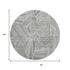 8' Gray And Silver Geometric Washable Round Rug With UV Protection