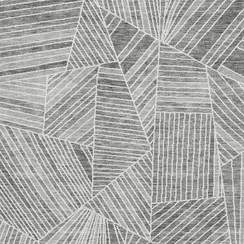 8' X 10' Gray And Silver Geometric Washable Area Rug With UV Protection
