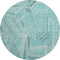 8' Teal And Ivory Geometric Washable Round Rug With UV Protection