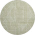 8' Artichoke Green And Ivory Abstract Geometric Washable Round Rug With UV Protection