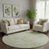 8' Artichoke Green And Ivory Abstract Geometric Washable Round Rug With UV Protection