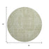 8' Artichoke Green And Ivory Abstract Geometric Washable Round Rug With UV Protection