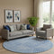 8' Blue And Ivory Abstract Geometric Washable Round Rug With UV Protection