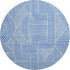 8' Blue And Ivory Abstract Geometric Washable Round Rug With UV Protection