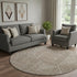 8' Brown And Ivory Abstract Geometric Washable Round Rug With UV Protection