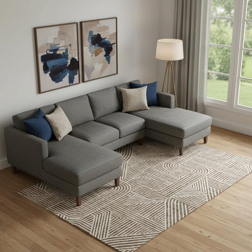 8' X 10' Brown And Ivory Abstract Geometric Washable Area Rug With UV Protection