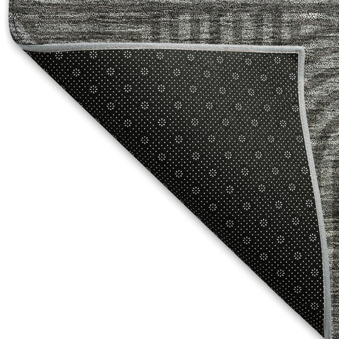 8' X 10' Charcoal And Ivory Abstract Geometric Washable Area Rug With UV Protection
