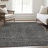 8' X 10' Charcoal And Ivory Abstract Geometric Washable Area Rug With UV Protection