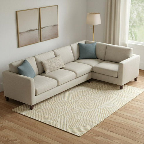 8' X 10' Gold And Ivory Abstract Geometric Washable Area Rug With UV Protection