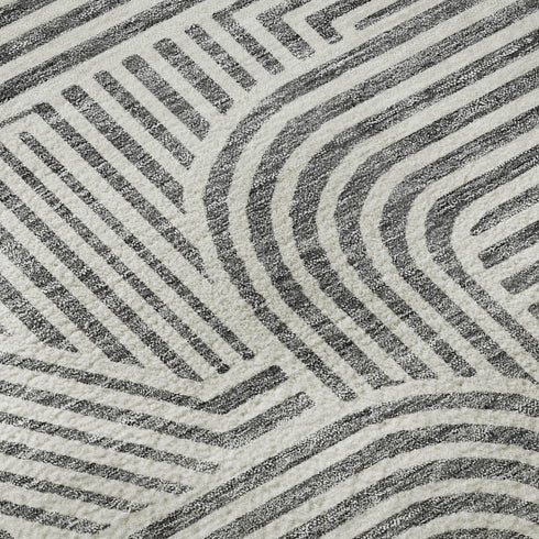 5' X 8' Gray And Ivory Abstract Geometric Washable Area Rug With UV Protection