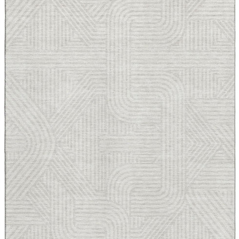 5' X 8' Ivory And Beige Abstract Geometric Washable Area Rug With UV Protection