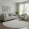 8' Ivory And Beige Abstract Geometric Washable Round Rug With UV Protection