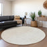 8' Ivory And Beige Abstract Geometric Washable Round Rug With UV Protection