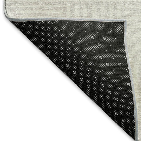 8' Ivory And Beige Abstract Geometric Washable Round Rug With UV Protection