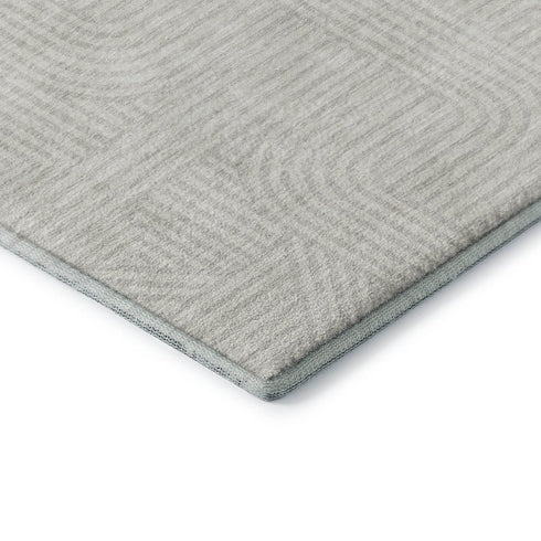 8' Ivory And Beige Abstract Geometric Washable Round Rug With UV Protection