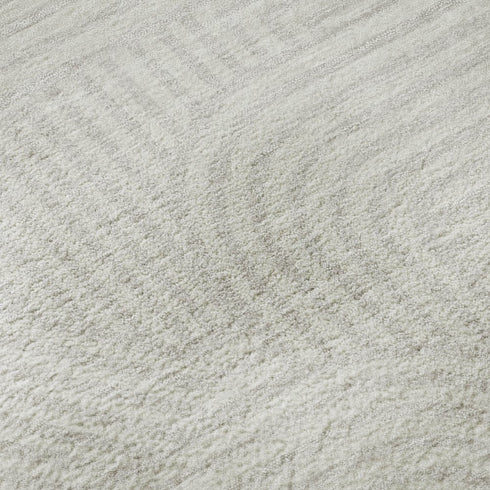 8' Ivory And Beige Abstract Geometric Washable Round Rug With UV Protection