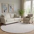 8' Pink And Ivory Abstract Geometric Washable Round Rug With UV Protection