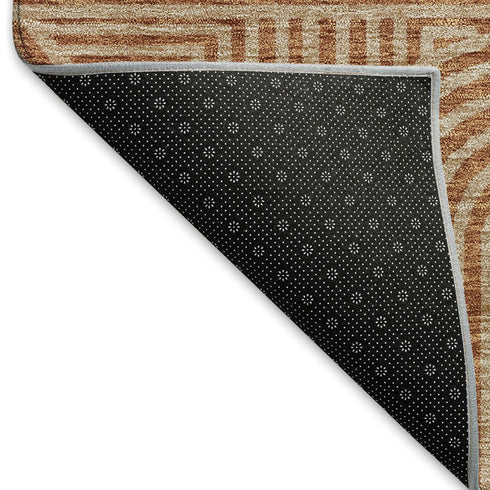 8' X 10' Terra Cotta And Beige Abstract Geometric Washable Area Rug With UV Protection