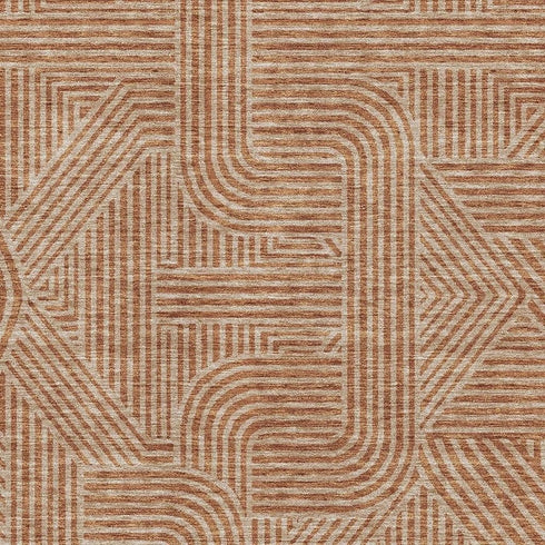 8' X 10' Terra Cotta And Beige Abstract Geometric Washable Area Rug With UV Protection