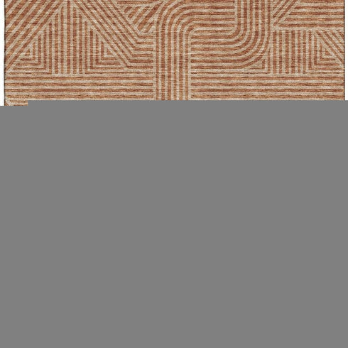 8' X 10' Terra Cotta And Beige Abstract Geometric Washable Area Rug With UV Protection