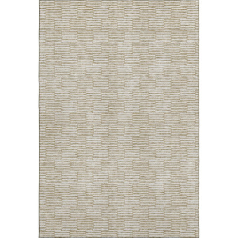 8' X 10' Beige And Ivory Abstract Geometric Washable Area Rug With UV Protection