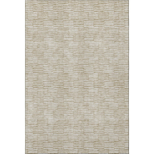 8' X 10' Beige And Ivory Abstract Geometric Washable Area Rug With UV Protection