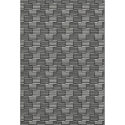 5' X 8' Black And Gray Abstract Geometric Washable Area Rug With UV Protection