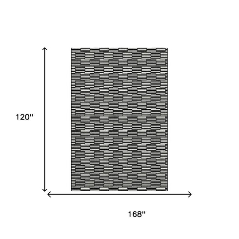 5' X 8' Black And Gray Abstract Geometric Washable Area Rug With UV Protection
