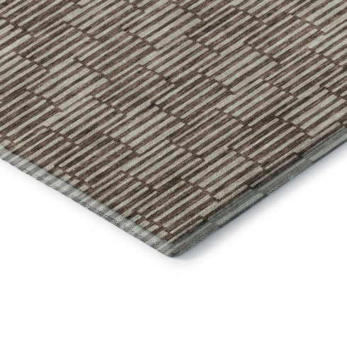 5' X 8' Brown And Beige Abstract Geometric Washable Area Rug With UV Protection