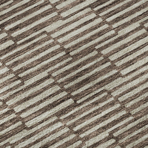 5' X 8' Brown And Beige Abstract Geometric Washable Area Rug With UV Protection