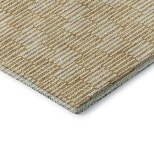 8' X 10' Gold And Ivory Abstract Geometric Washable Area Rug With UV Protection