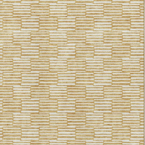 8' X 10' Gold And Ivory Abstract Geometric Washable Area Rug With UV Protection