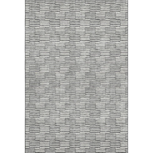 5' X 8' Gray And Ivory Abstract Geometric Washable Area Rug With UV Protection