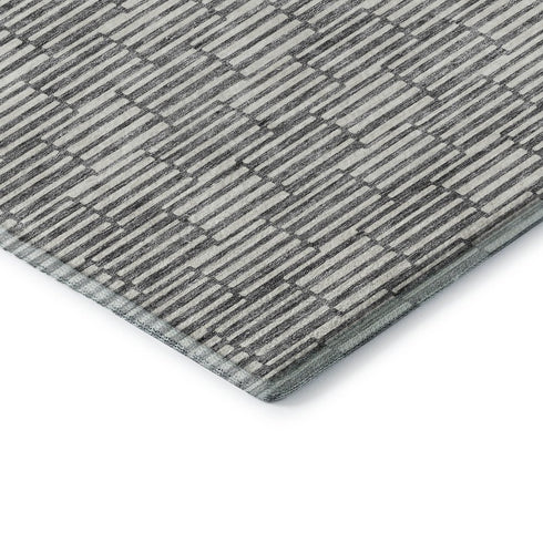 5' X 8' Gray And Ivory Abstract Geometric Washable Area Rug With UV Protection