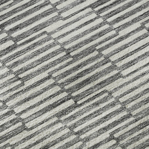 5' X 8' Gray And Ivory Abstract Geometric Washable Area Rug With UV Protection