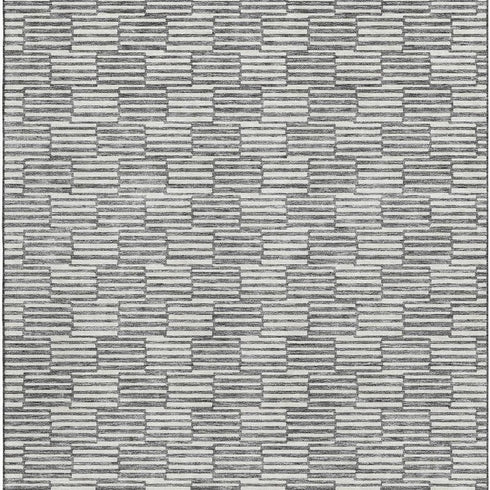 5' X 8' Gray And Ivory Abstract Geometric Washable Area Rug With UV Protection