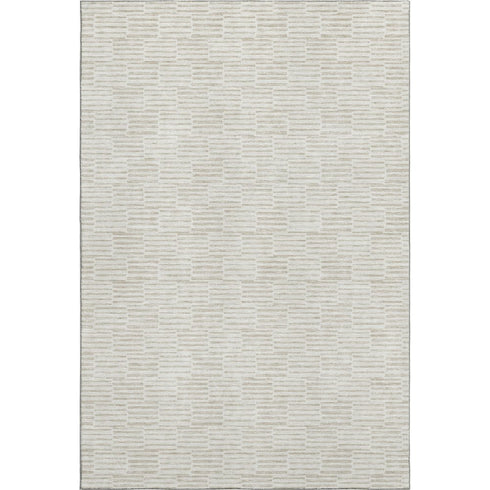 5' X 8' Ivory And Beige Abstract Geometric Washable Area Rug With UV Protection