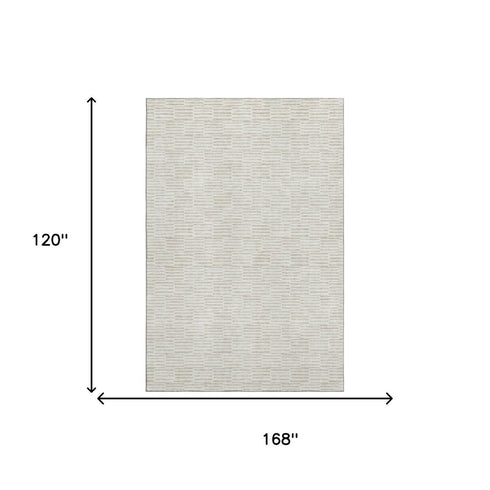 5' X 8' Ivory And Beige Abstract Geometric Washable Area Rug With UV Protection