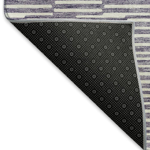 8' X 10' Lilac And Ivory Abstract Geometric Washable Area Rug With UV Protection
