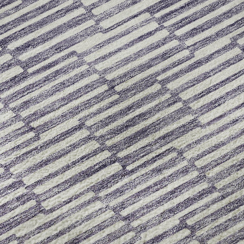 8' X 10' Lilac And Ivory Abstract Geometric Washable Area Rug With UV Protection