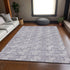 8' X 10' Lilac And Ivory Abstract Geometric Washable Area Rug With UV Protection