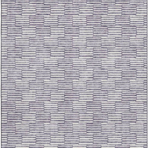8' X 10' Lilac And Ivory Abstract Geometric Washable Area Rug With UV Protection