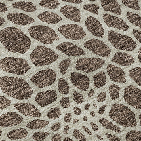 5' X 8' Brown And Beige Geometric Washable Area Rug With UV Protection