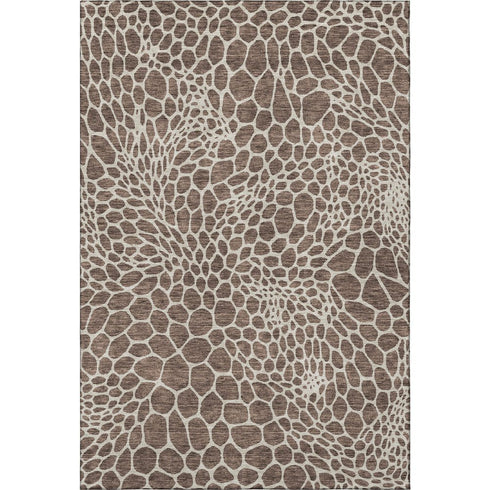 5' X 8' Brown And Beige Geometric Washable Area Rug With UV Protection