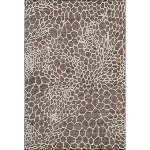 8' X 10' Brown And Beige Geometric Washable Area Rug With UV Protection